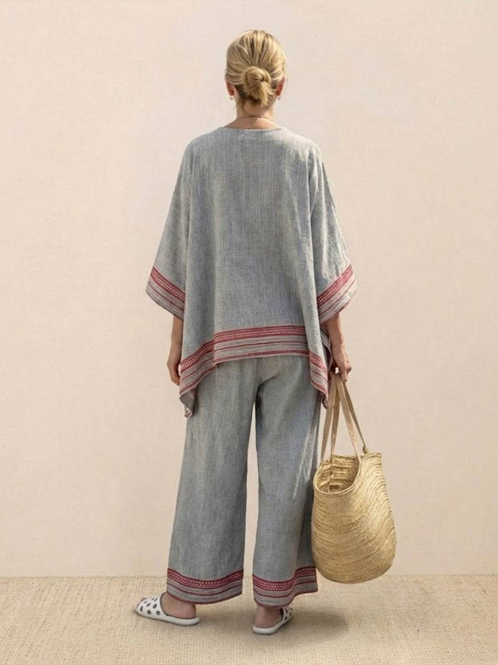 Genevieve | Linen Embroidered Wide-Leg Co-ord Set