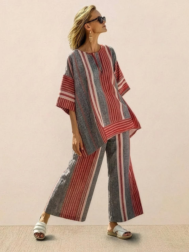 Genevieve | Linen Embroidered Wide-Leg Co-ord Set