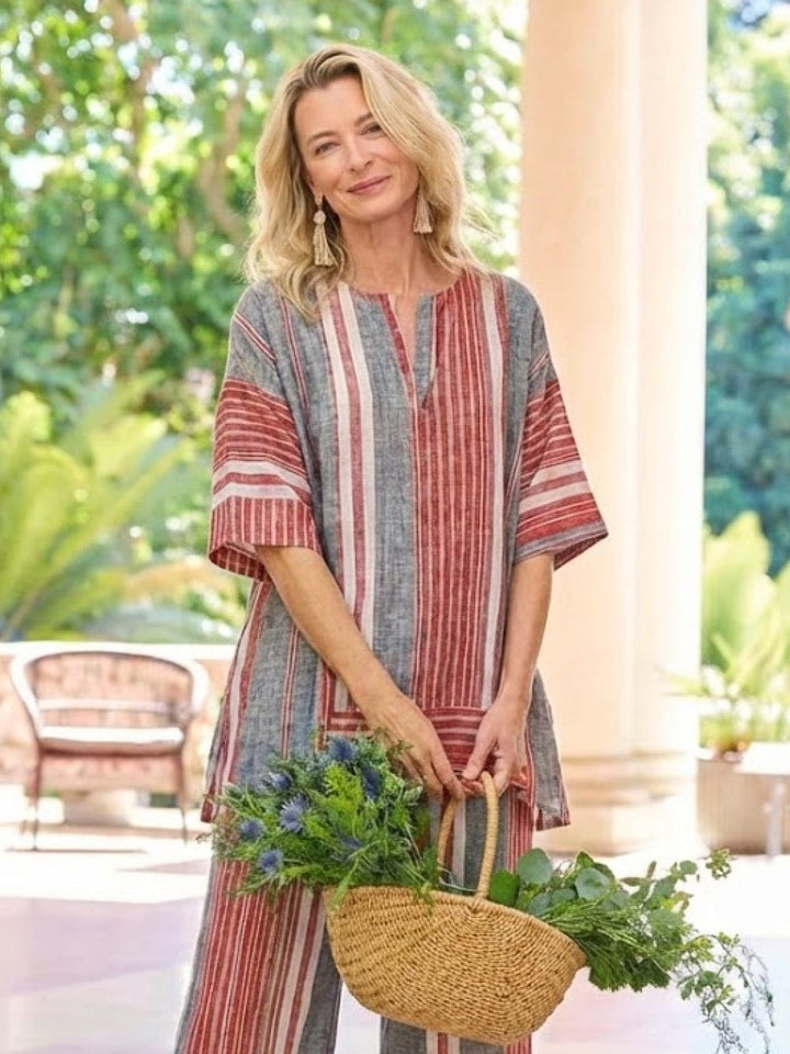 Genevieve | Linen Embroidered Wide-Leg Co-ord Set