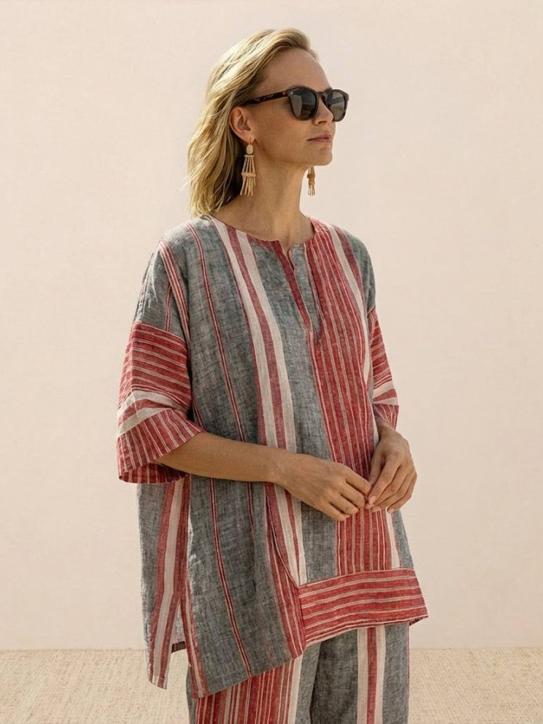 Genevieve | Linen Embroidered Wide-Leg Co-ord Set