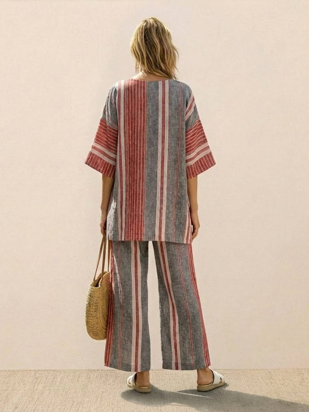 Genevieve | Linen Embroidered Wide-Leg Co-ord Set