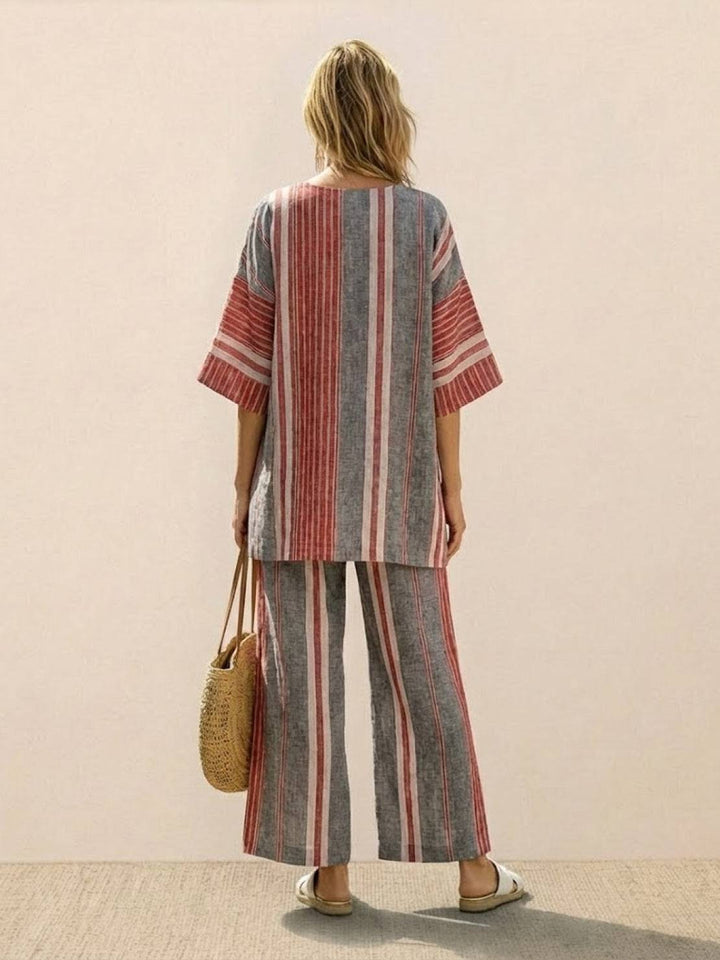 Genevieve | Linen Embroidered Wide-Leg Co-ord Set