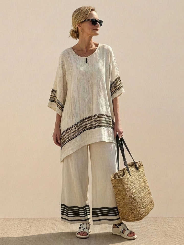 Genevieve | Linen Embroidered Wide-Leg Co-ord Set