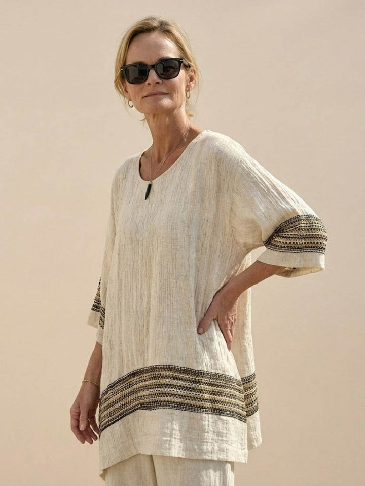 Genevieve | Linen Embroidered Wide-Leg Co-ord Set