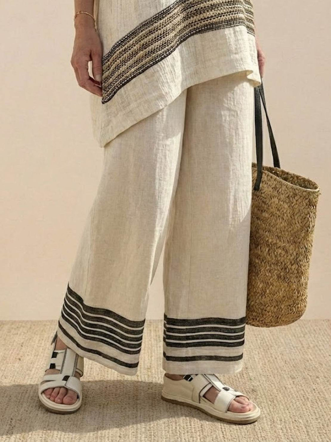 Genevieve | Linen Embroidered Wide-Leg Co-ord Set