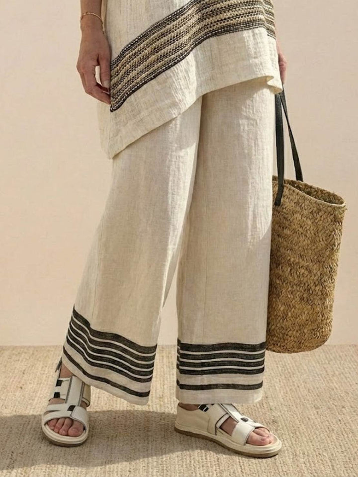 Genevieve | Linen Embroidered Wide-Leg Co-ord Set