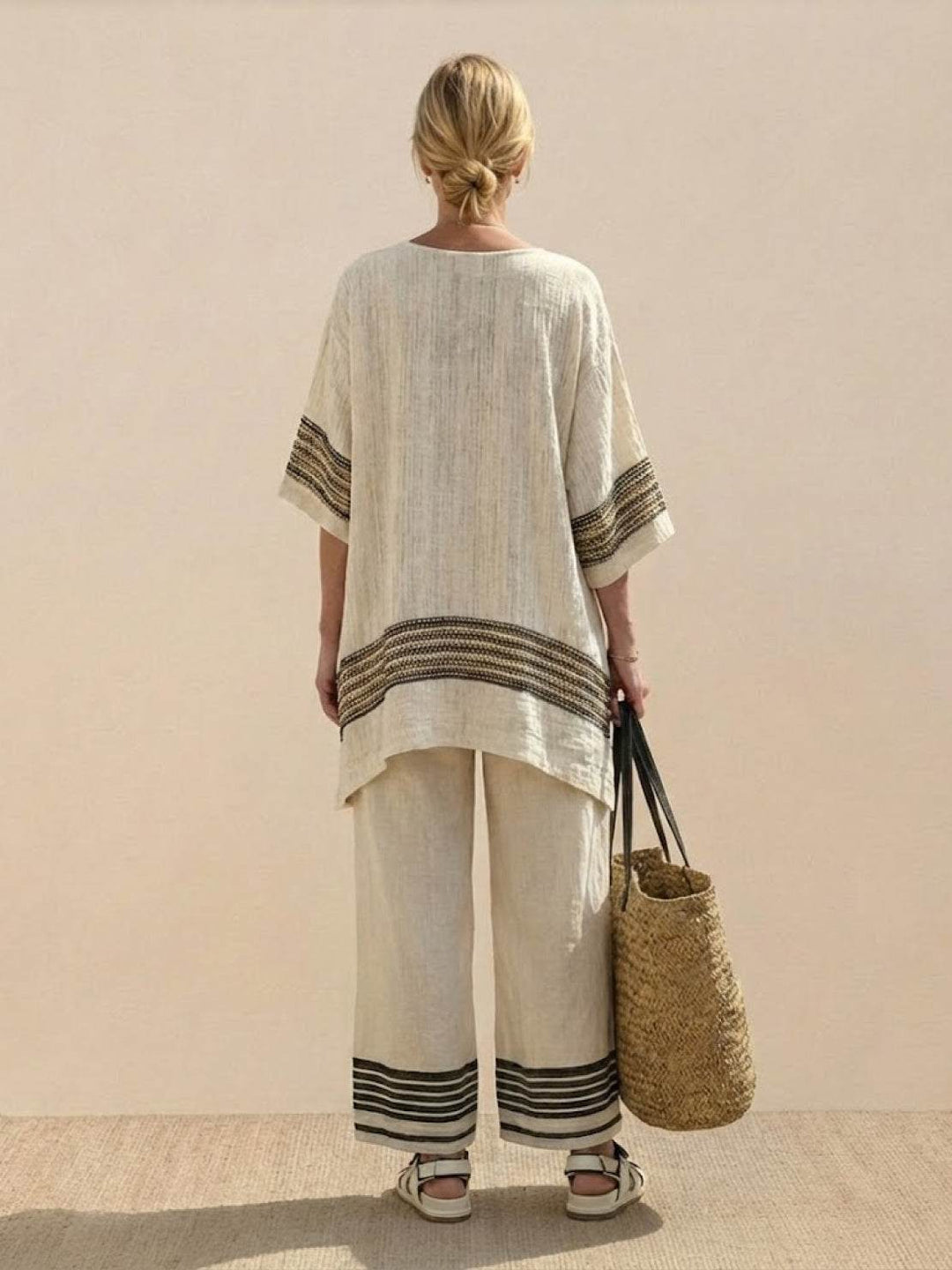 Genevieve | Linen Embroidered Wide-Leg Co-ord Set
