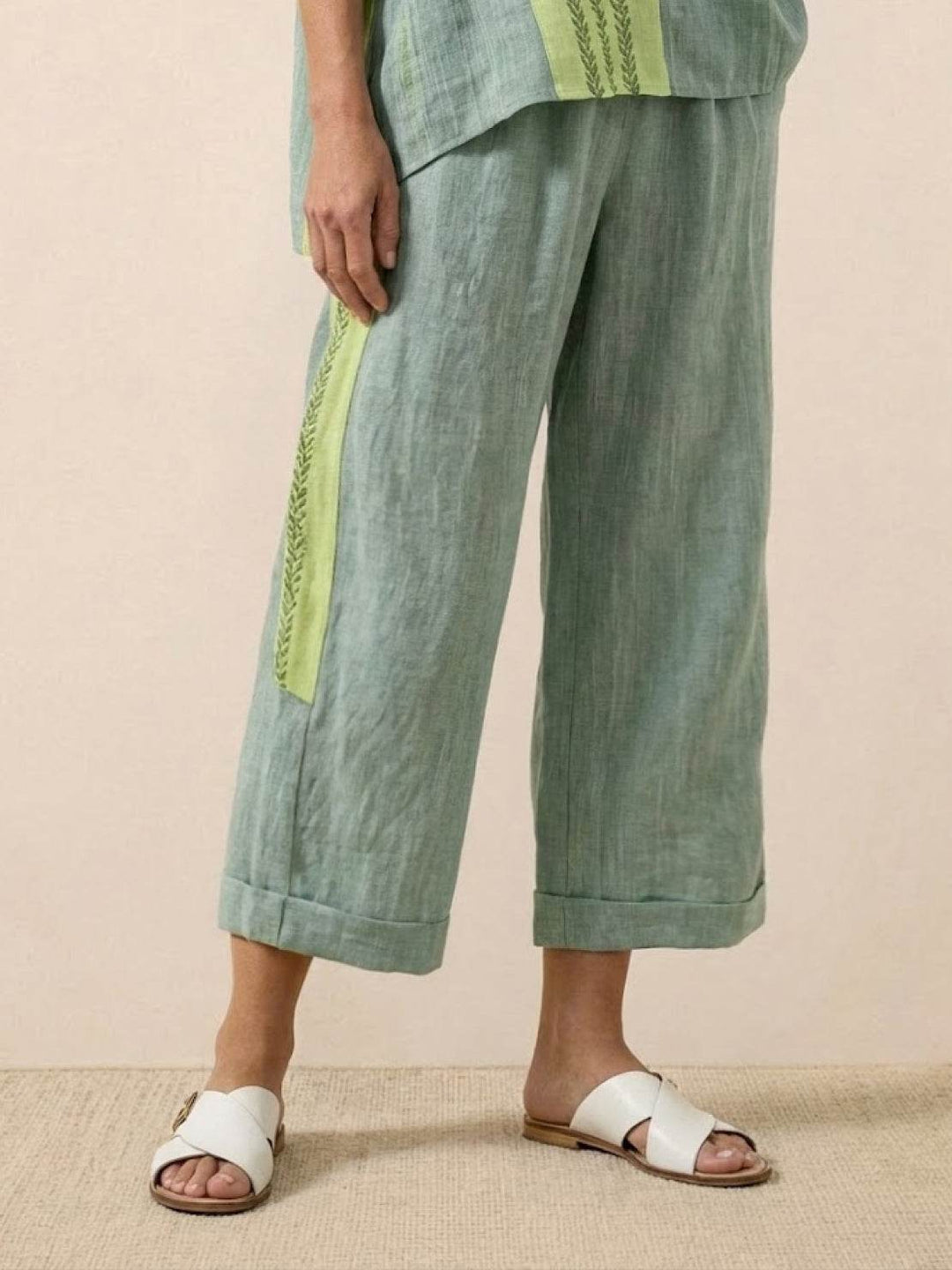 Genevieve | Linen Embroidered Wide-Leg Co-ord Set