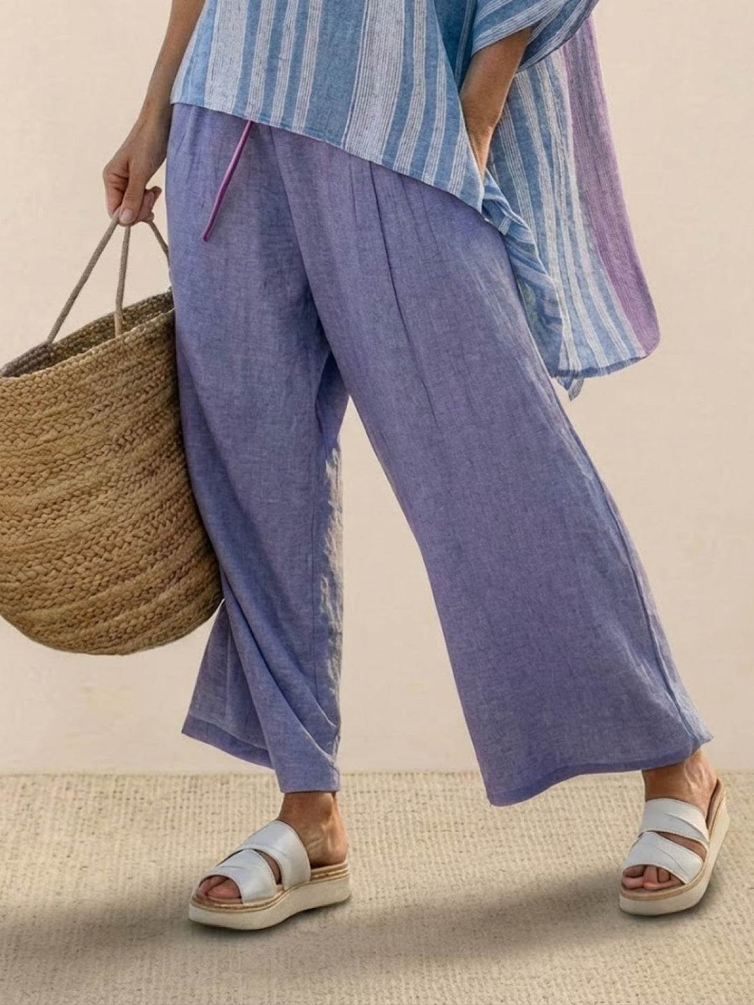 Genevieve | Linen Embroidered Wide-Leg Co-ord Set