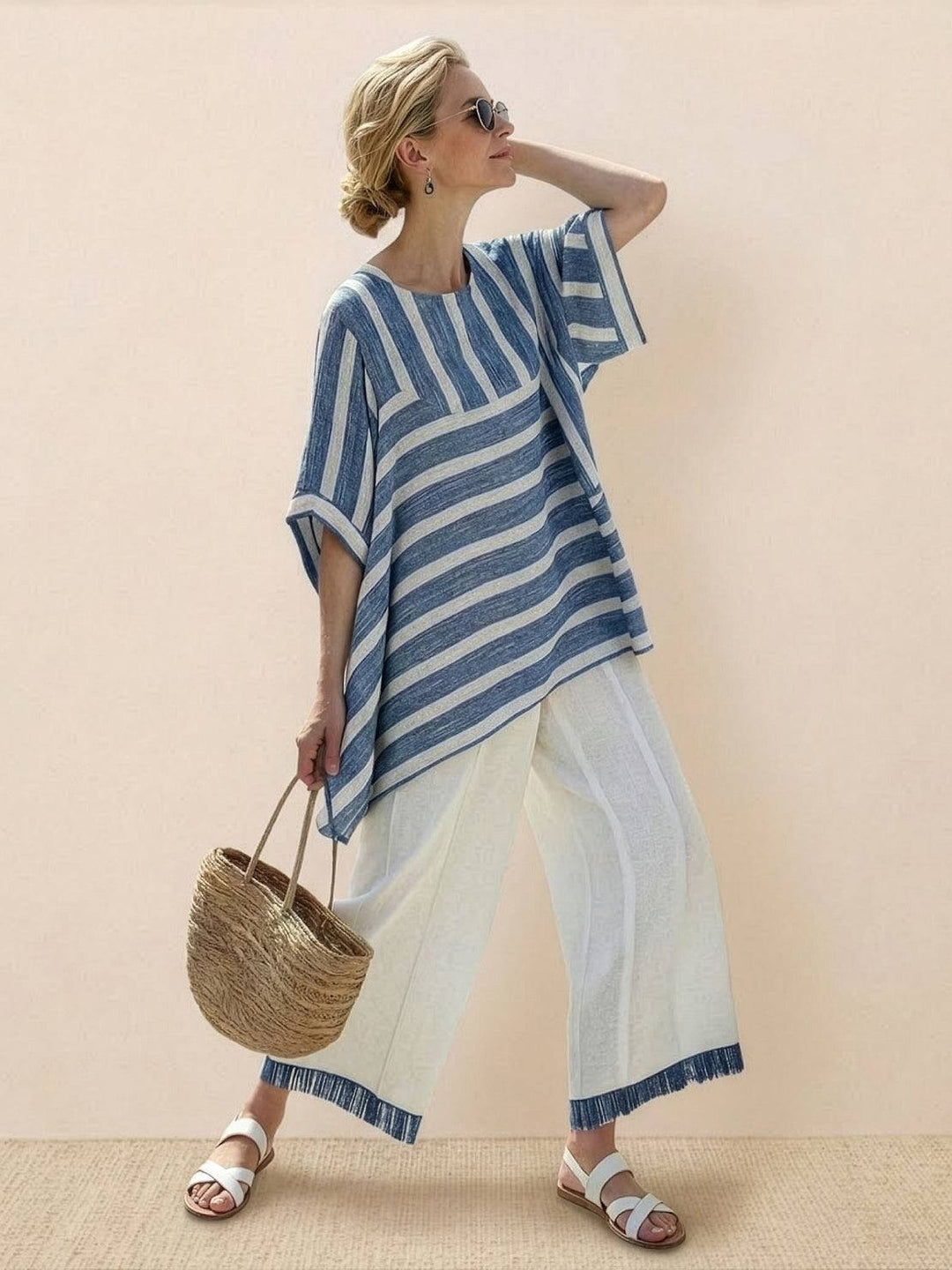 Genevieve | Linen Embroidered Wide-Leg Co-ord Set