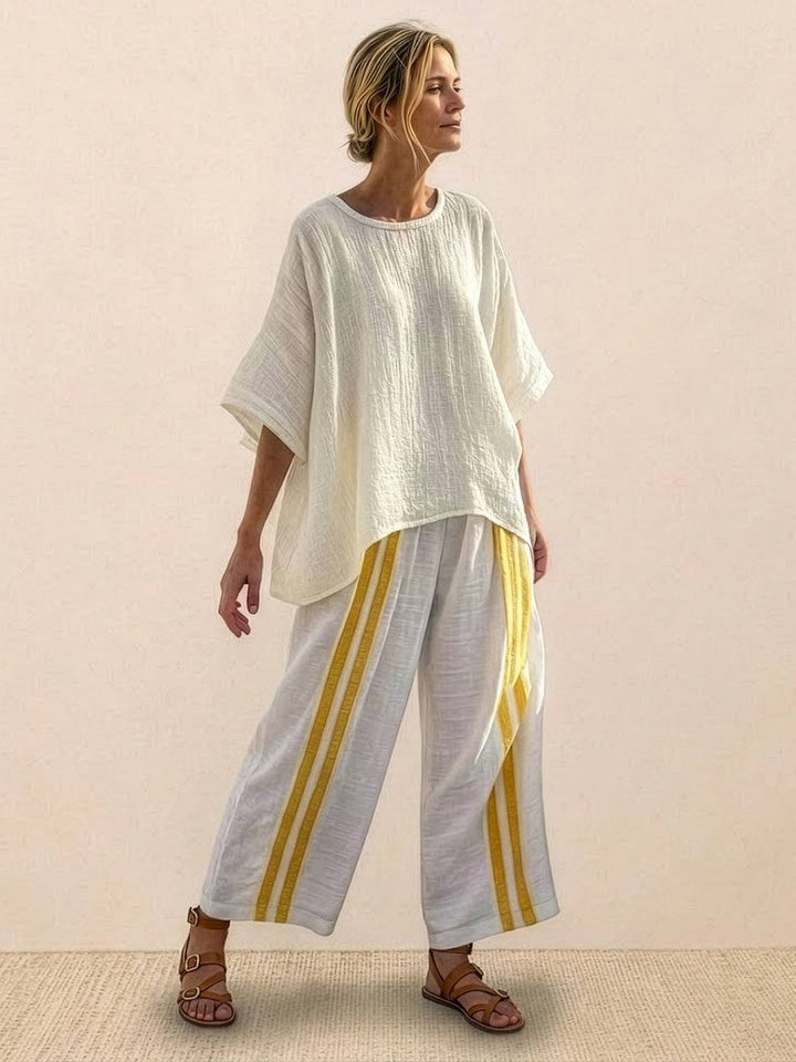 Genevieve | Linen Embroidered Wide-Leg Co-ord Set