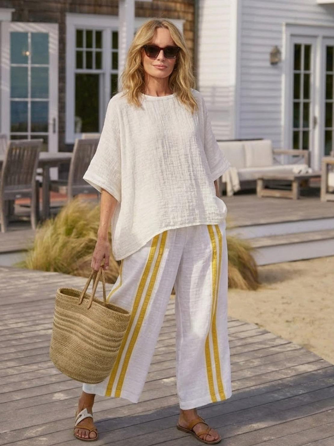 Genevieve | Linen Embroidered Wide-Leg Co-ord Set