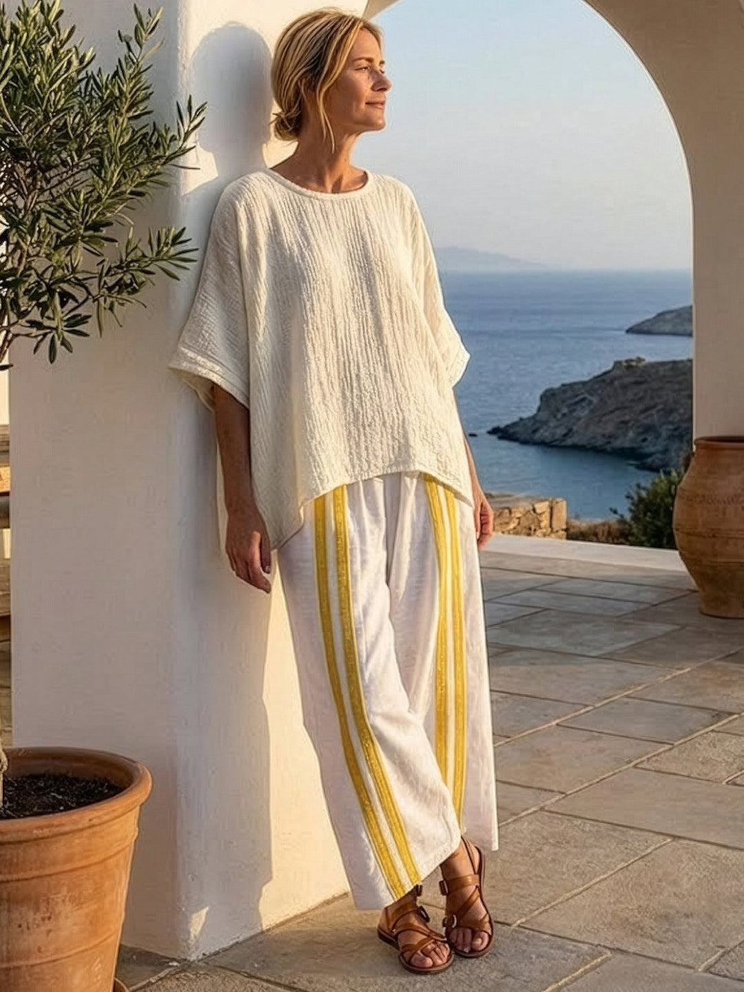 Genevieve | Linen Embroidered Wide-Leg Co-ord Set