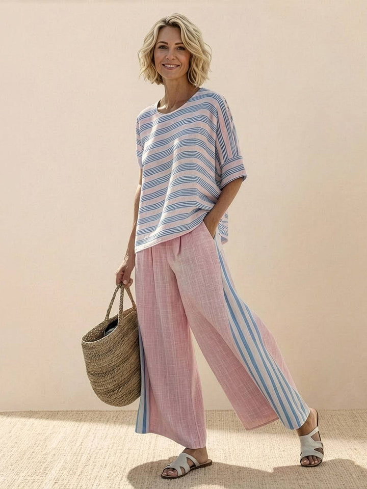 Genevieve | Linen Embroidered Wide-Leg Co-ord Set