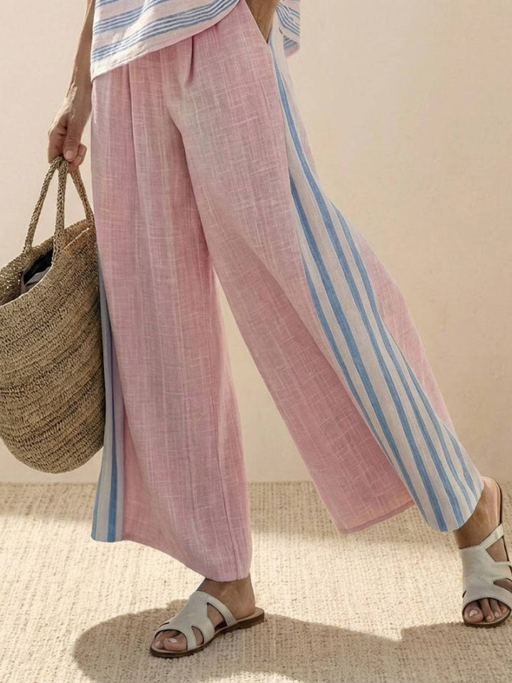 Genevieve | Linen Embroidered Wide-Leg Co-ord Set