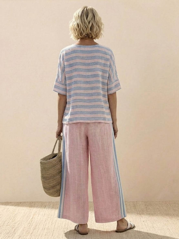 Genevieve | Linen Embroidered Wide-Leg Co-ord Set