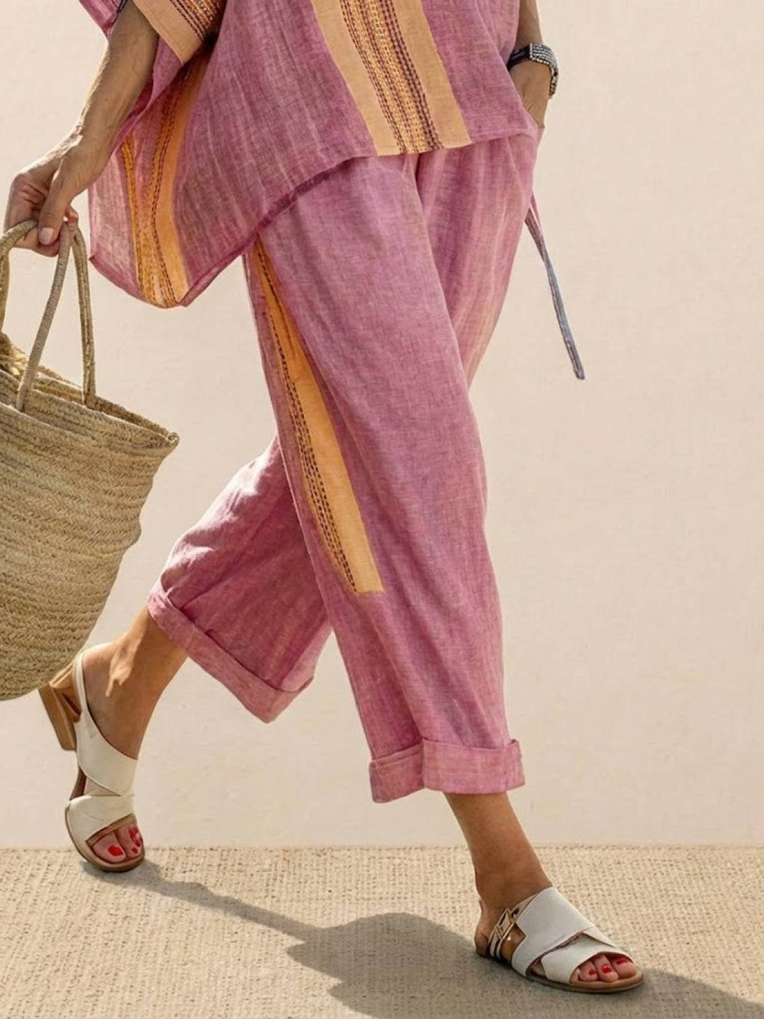 Genevieve | Linen Embroidered Wide-Leg Co-ord Set