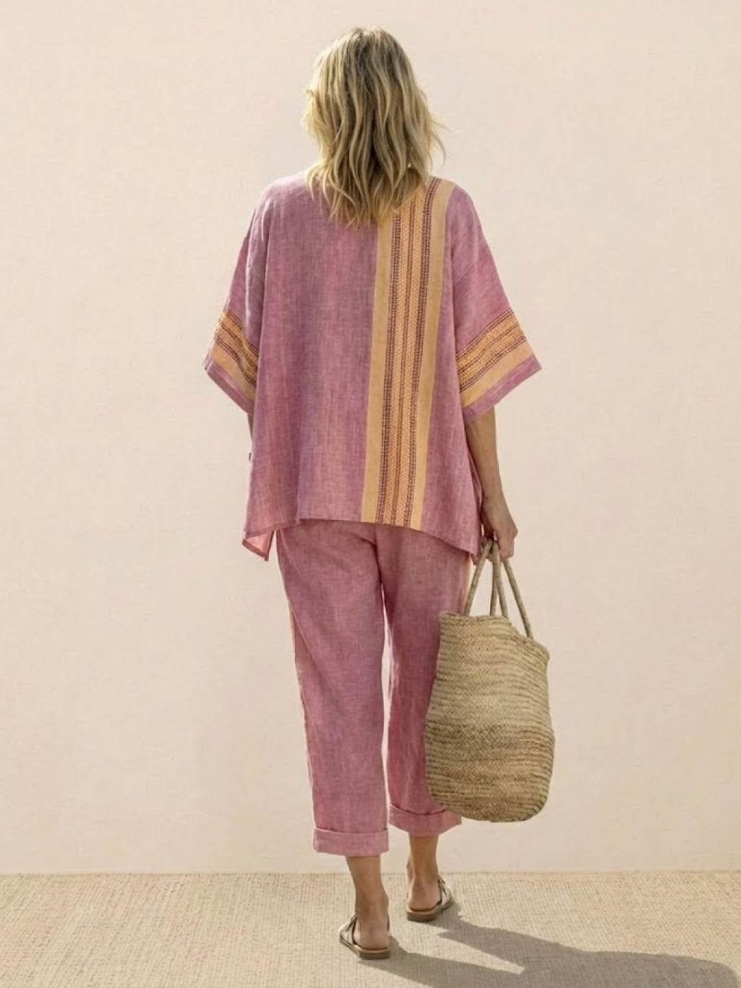 Genevieve | Linen Embroidered Wide-Leg Co-ord Set