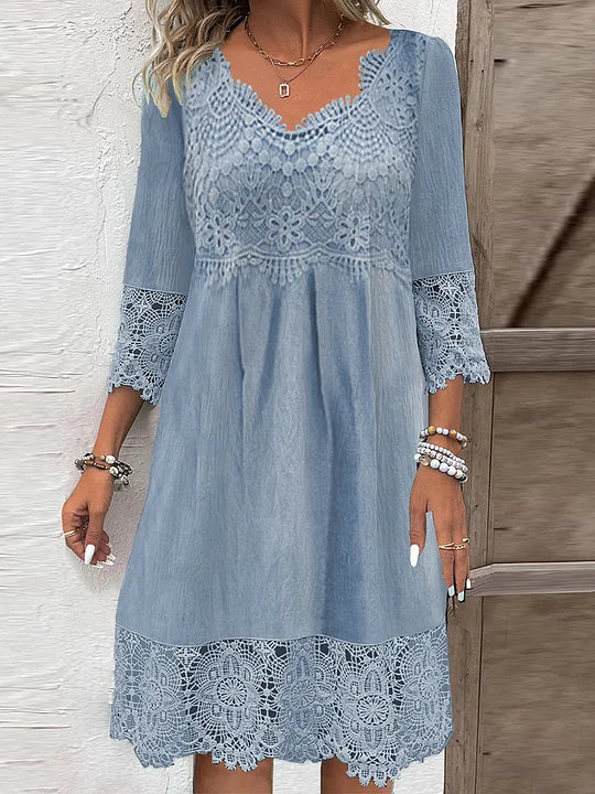 Adelaide | Wedding Guest Lace V-Neck Midi Dress