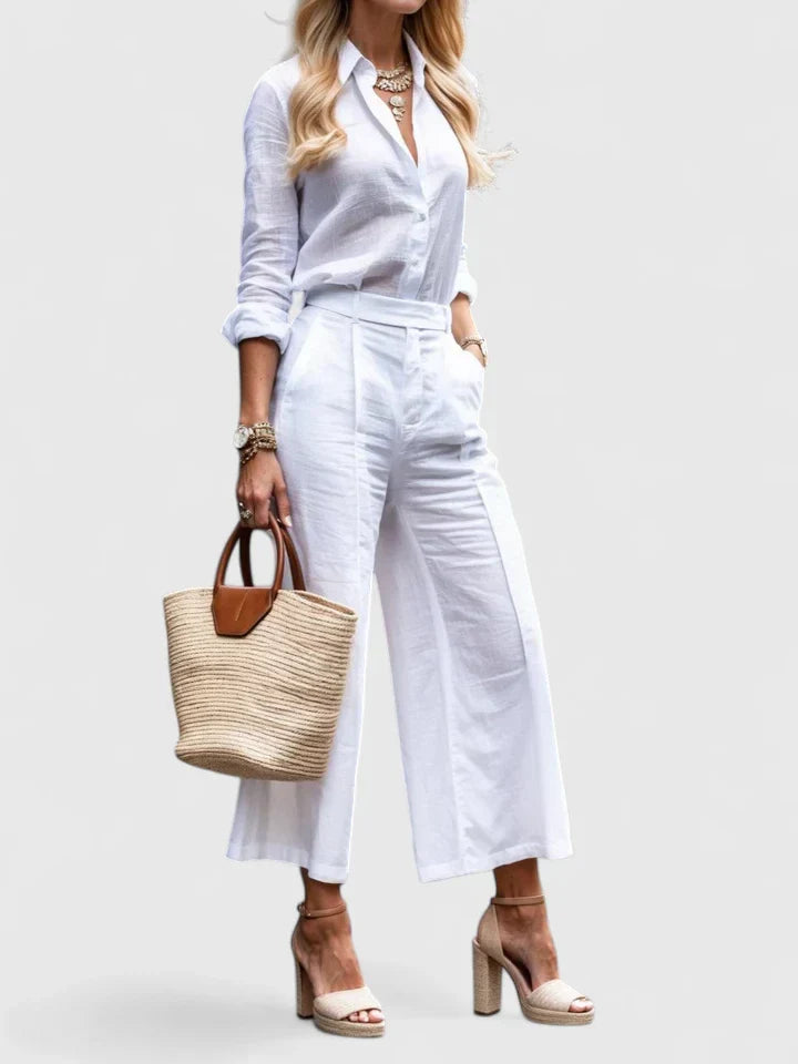 Seraphine | Linen Wide-Leg Two-Piece Set