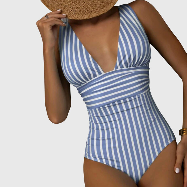 Sabine | Tummy-Control V-Neck Striped One-Piece Swimsuit