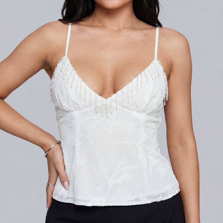 Iris Beaded Ruched Cami Top