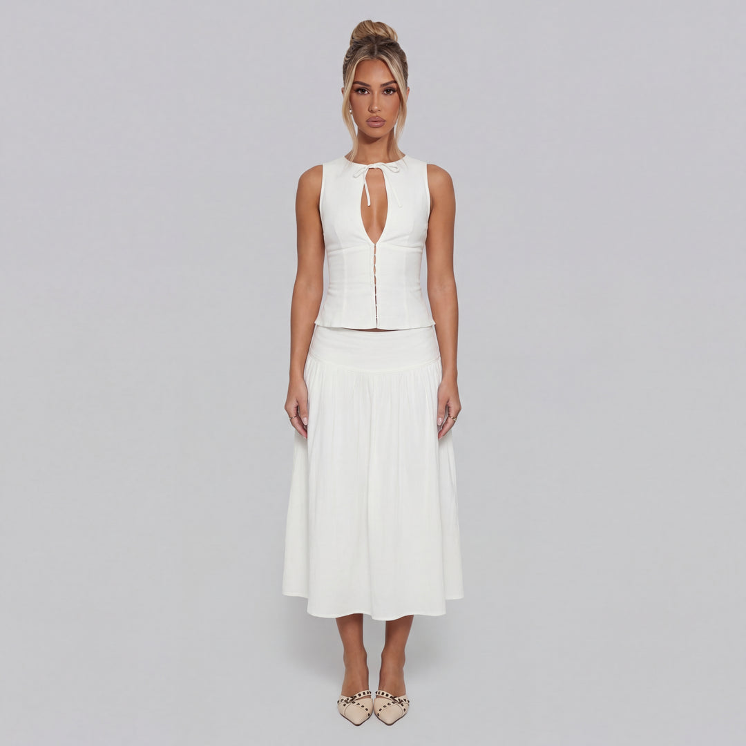 Giulia Keyhole White Top