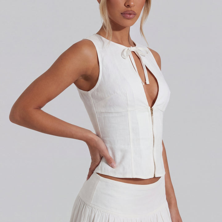 Giulia Keyhole White Top