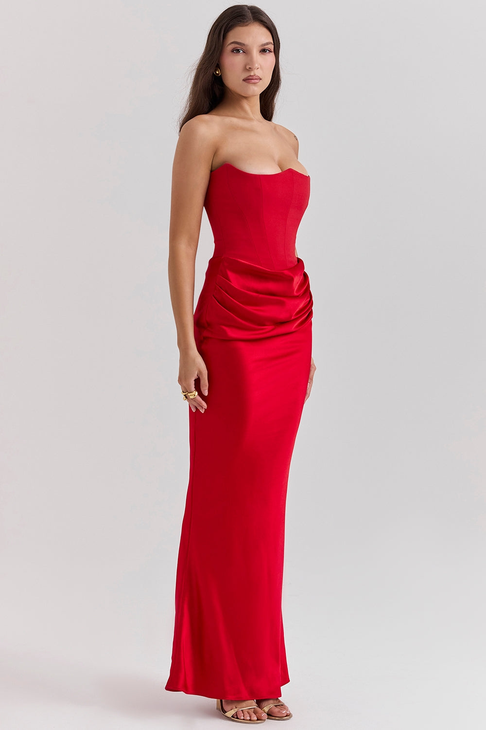 Women's Strapless Maxi Dress Formal Evening Wedding Guest Gown – Magna Clothes