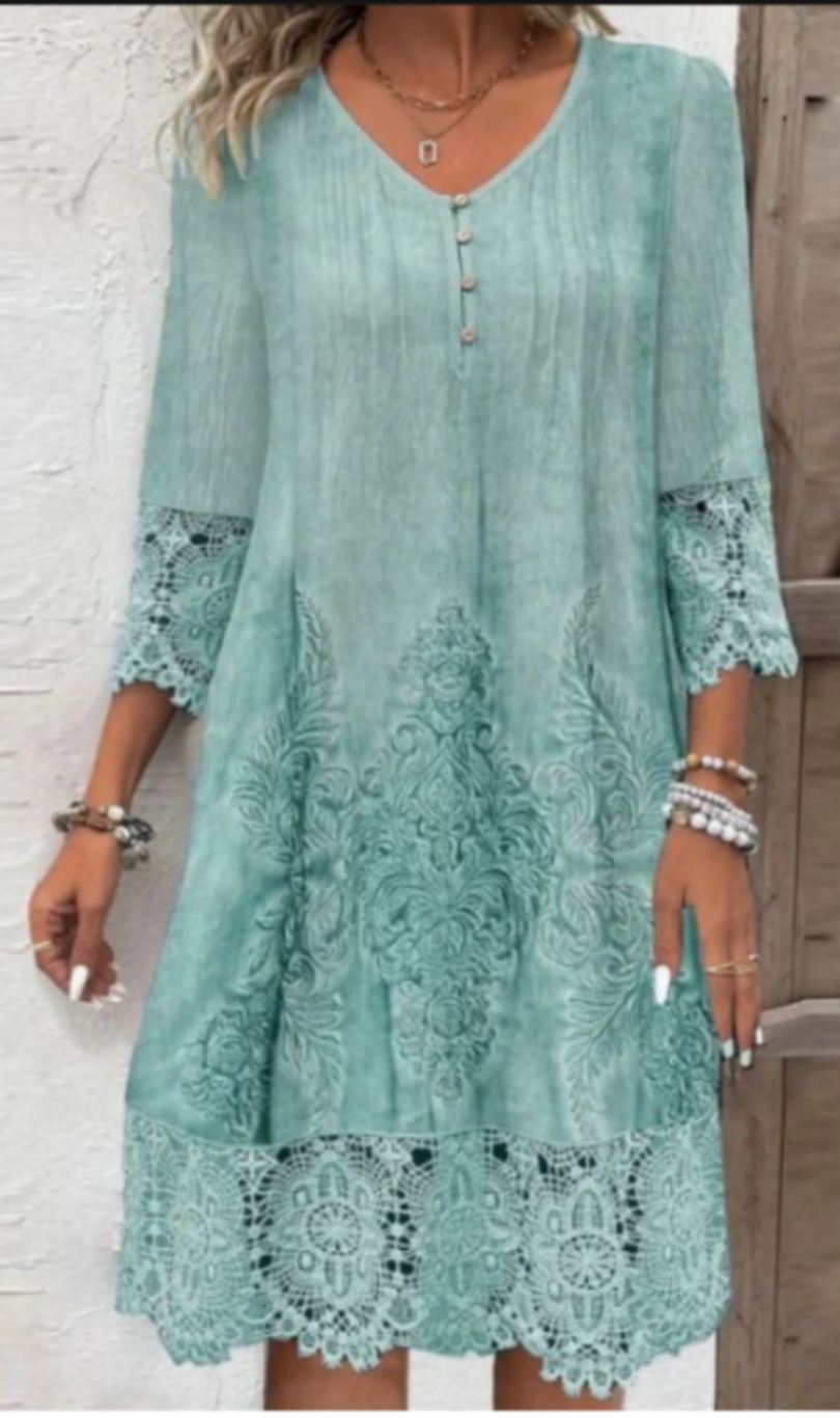 Adelaide | Wedding Guest Lace V-Neck Midi Dress