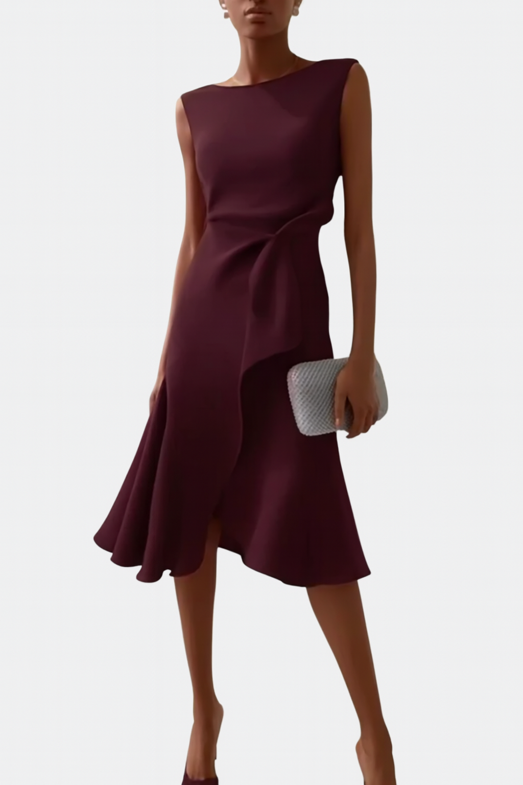 Margaux | Draped Asymmetric Midi Dress
