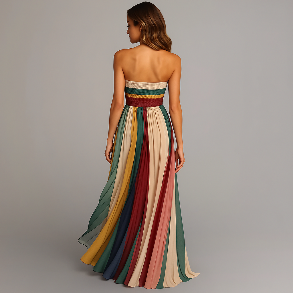 Harriet | Strapless Pleated Maxi Dress