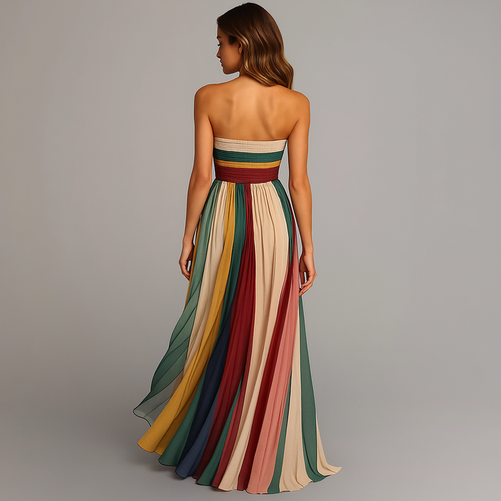 Harriet | Strapless Pleated Maxi Dress