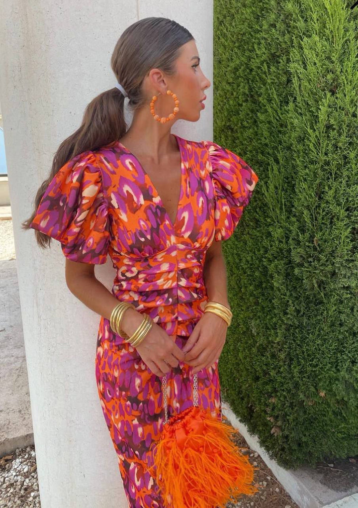 Camille Puff Midi Dress