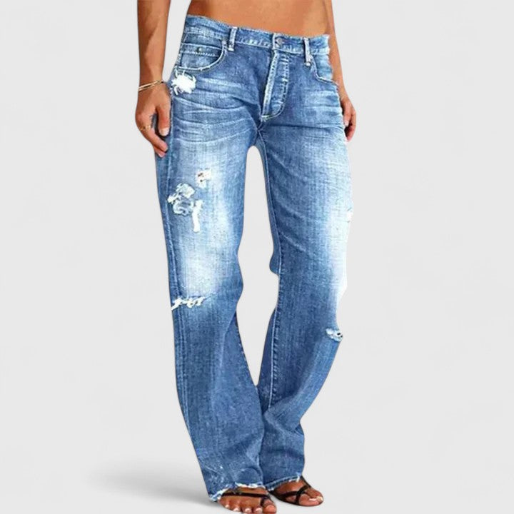 Veronica | Distressed Low-Rise Straight Jeans