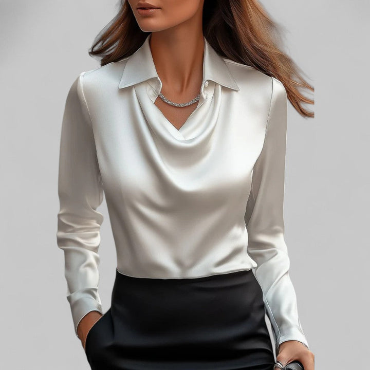 Lucinda | Draped Neck Long Sleeve Blouse