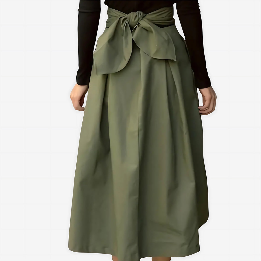 Felicity | High-Waist Tie-Waist A-Line Midi Skirt