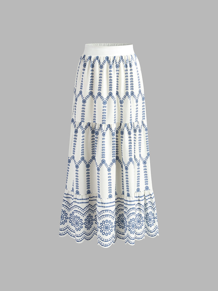 Eloise | Embroidered Crop Top and Midi Skirt Two-Piece Set