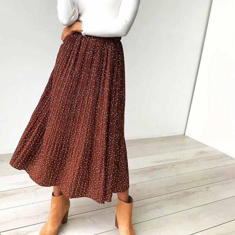 Agnes | High-Waist Polka Dot Pleated Flowy Midi Skirt