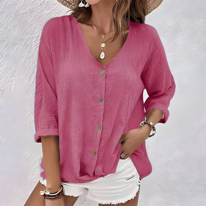 Adelaide | V-Neck Relaxed Button Blouse