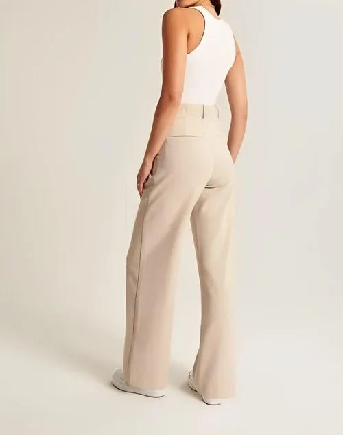 Beatrice | High-Waist Tailored Wool-Blend Wide-Leg Trousers