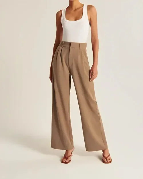 Beatrice | High-Waist Tailored Wool-Blend Wide-Leg Trousers