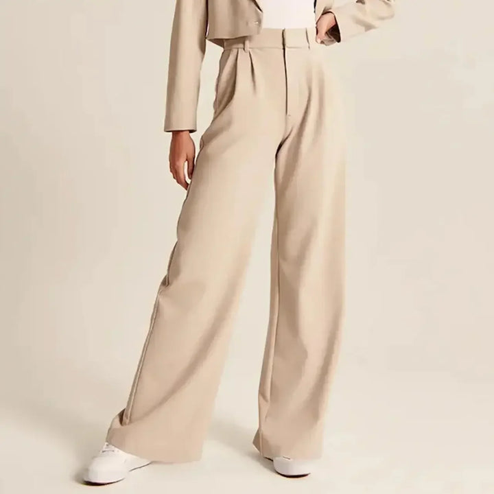 Beatrice | High-Waist Tailored Wool-Blend Wide-Leg Trousers