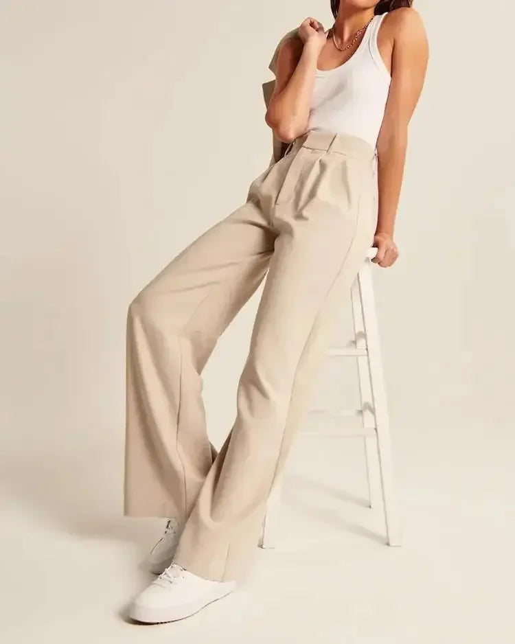 Beatrice | High-Waist Tailored Wool-Blend Wide-Leg Trousers