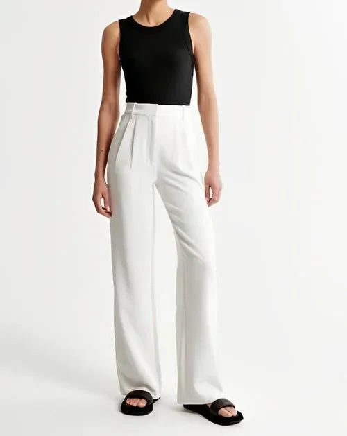 Beatrice | High-Waist Tailored Wool-Blend Wide-Leg Trousers