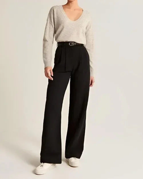 Beatrice | High-Waist Tailored Wool-Blend Wide-Leg Trousers